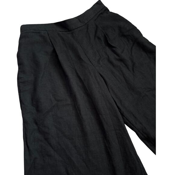 Banana Republic Linen Blend Pull On Wide Leg Cropped Pants Black Size Small - Picture 5 of 9